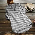 Womens Long Sleeve Button Cotton Linen Tops Loose Casual Tunic Shirt Tee Blouse