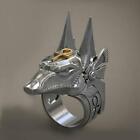 Wolf Head Ring for Men Punk Biker emo Hip Hop Stainless Steel Cross Rings Jewelr