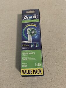 4-in-a-Pack Braun Oral-B Cross Action White Replacement Toothbrush Heads- NEW