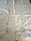 Vintage Brussels Tape Lace Tablecloth 50” x 68”