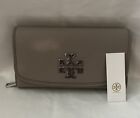 New Tory Burch | French Gray Britten Duo Envelope Continental Leather Wallet