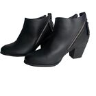 Torrid Womens Ankle Boots 12WW Black Faux Leather Zipper Chunky Heel Booties