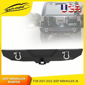Rear Bumper for 2007-2018 Jeep Wrangler JK & Unlimited w/ D-Rings Textured Steel (For: Jeep)