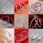 Fashion Women 925 Silver Ear Studs Hoop Earrings Party Wedding Jewelry Xmas Gift