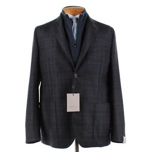Corneliani NWT Wool Sport Coat / Jacket w Removable Vest 54R (44R US) Blue Plaid