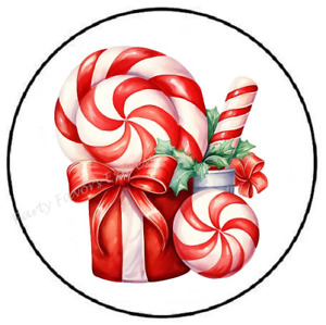 PEPPERMINT CHRISTMAS CANDY ENVELOPE SEALS LABELS STICKERS PARTY FAVORS