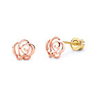 Wellingsale 14K Rose Gold Flower Stud Earrings