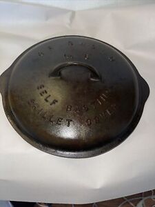 GRISWOLD #8 CAST IRON P/N 468 SELF BASTING SKILLET COVER WITH LARGE BLOCK LOGO