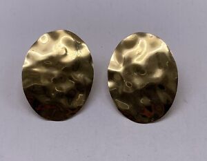 Vintage 14k Solid Yellow Gold Hammered Pierced Earrings Weight 3 Grams
