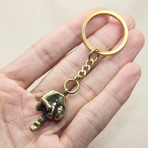 Metal Funny Finger Up Shape Keychain Pendant Men Women Car Keyring Gift