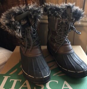 Ithasca Womens Size 8 Grey Becca Winter Snow Zip Up Boots With Fur