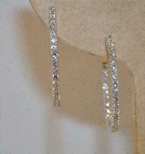1.50Ct Round Cut Lab-Created Diamond Women's Hoop Earrings 14K White Gold Finish