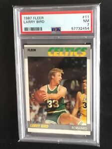 1987 Fleer Basketball #11 Larry Bird Boston Celtics HOF PSA 7 NM-MT (g)