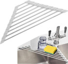 Kitchen Dish Drainer Foldable Roll Up Drying Rack Over Sink Stainless Steel Hold