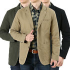 Mens Casual Blazer Long Sleeve Jacket Washed Cotton Blazer Suits Coat