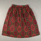 Vintage Southern Lady Midi Skirt Sz 12 Red Green Cottagecore Pockets Made In USA