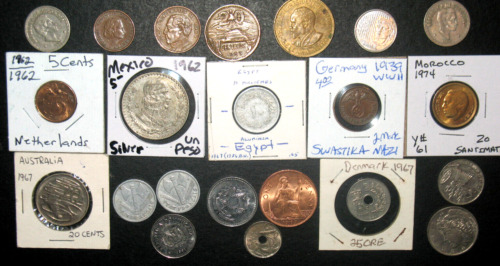 WORLD/FOREIGN COIN GROUP. VINTAGE COINS. SILVER COIN. BARGAIN LOT. (G91)