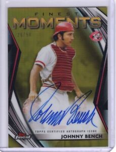 Johnny Bench 2021 Topps Finest Moments GOLD Auto 26/50 - Autograph Card #FMA-JB