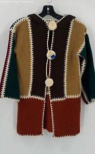Vintage Lisa Womens Multicolor Long Sleeve Hooded Cardigan Sweater Size Medium