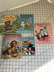 New ListingVintage Rand McNally Elf Books 50s-60s lot of 5 Kitten Peppy Bumpkin Squirrel