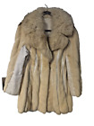 Blond Mink Mid Length Swing Fur Coat Jacket  Fox collar sz L