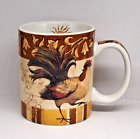 CRACKER BARREL 14 ounce Coffee Mug Cup Rooster gold Farm Fresh by Susan Winget