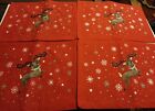 Set of 4 Red Christmas Reindeer Placemats by Johanna Parker