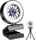 1080P Webcam with Microphone Tripod Webcam Ring Light Autofocus New