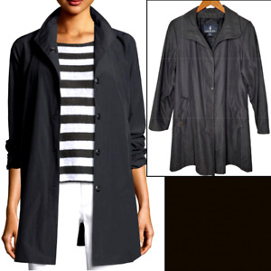 London Fog Womans S Classic Rain Jacket Mid Length Waterproof Trench Coat Black