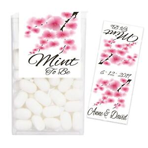 24ct Personalized Tic Tac Labels - Cherry Blossom MINT TO BE Wedding Favors