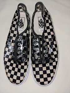 Men's Vans Off The Wall Clear Black Checkered Lace Vinyl Low Top Sneakers Sz: 11