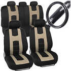 Rome Sport 9 Pc Beige Seat Covers Split Bench Set and 1 Pc Jazzy Steering Wheel (For: 2010 Jeep Wrangler)