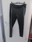 pull on black leather look trousers sizen18/20