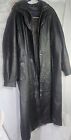 Charles Klein Mens Leather Trench Coat Black Insulated Jacket Size XL Heavy