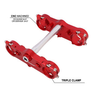 Upper Lower Triple Tree Clamps Steering Stem For CR125 250R CRF250R 450R 04-07 (For: Honda CR250R)