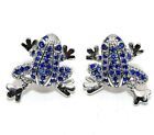 Frog Blue Sapphire 925 Solid Sterling Silver Earrings Jewelry YB1-1
