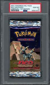 2001 Pokemon Neo Discovery 1st Edition Booster Pack Umbreon Art PSA 10 Gem Mint