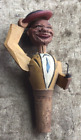 Vint ANRI Carved Wood Hat Tipping Man w Pipe Mechanical Bottle Stopper Wine Cork