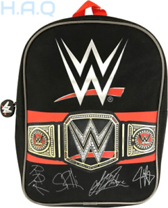 NEW WWE Wrestling Champion Kids Backpack School Bag Championship Belt Black Red