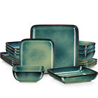 vancasso STERN 16Piece Dinnerware Set Green Square Tableware Plate Service for 4
