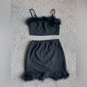 NWOT Black 2 Piece Set - Crop Cami Top & Bodycon mini Skirt Set Womens XS