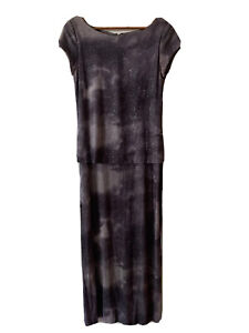 En Francais Huey Waltzer designer taupe tan dress sz 14 long maxi sparkle gown