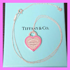 Return to Tiffany Heart Tag Pink Enamel Necklace Silver 925/006143