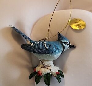 Danbury Mint hand painted songbird Christmas Ornament - Bluejay