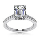 Solitaire 1.47 Carat H/VS2 Lab Created Emerald Cut Diamond Engagement Ring 14k