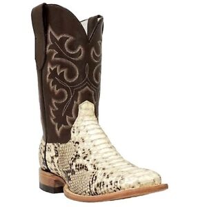 Cowtown Men's Square Toe Python Snakeskin Leather Cowboy Boots Q818