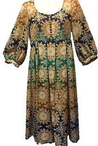 H&M Women 6 Empire Waist Boho Hippie Baby Doll 3/4 Sleeve Lined Tunic Mini Dress