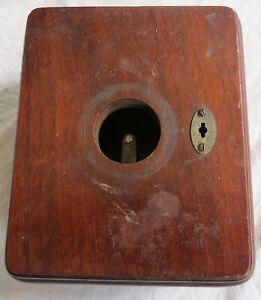 Walnut Wooden Wall Telephone Transmitter Box (empty) #42 Vtg Old Antique