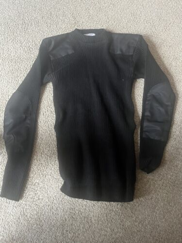 Sweater, Commando XL Black Knit Uniform Stretch Patches Jumper