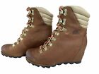 Sorel Women's Conquest Wedge Size 7.5 Leather Winter Snow Boots Brown NL2337-286
